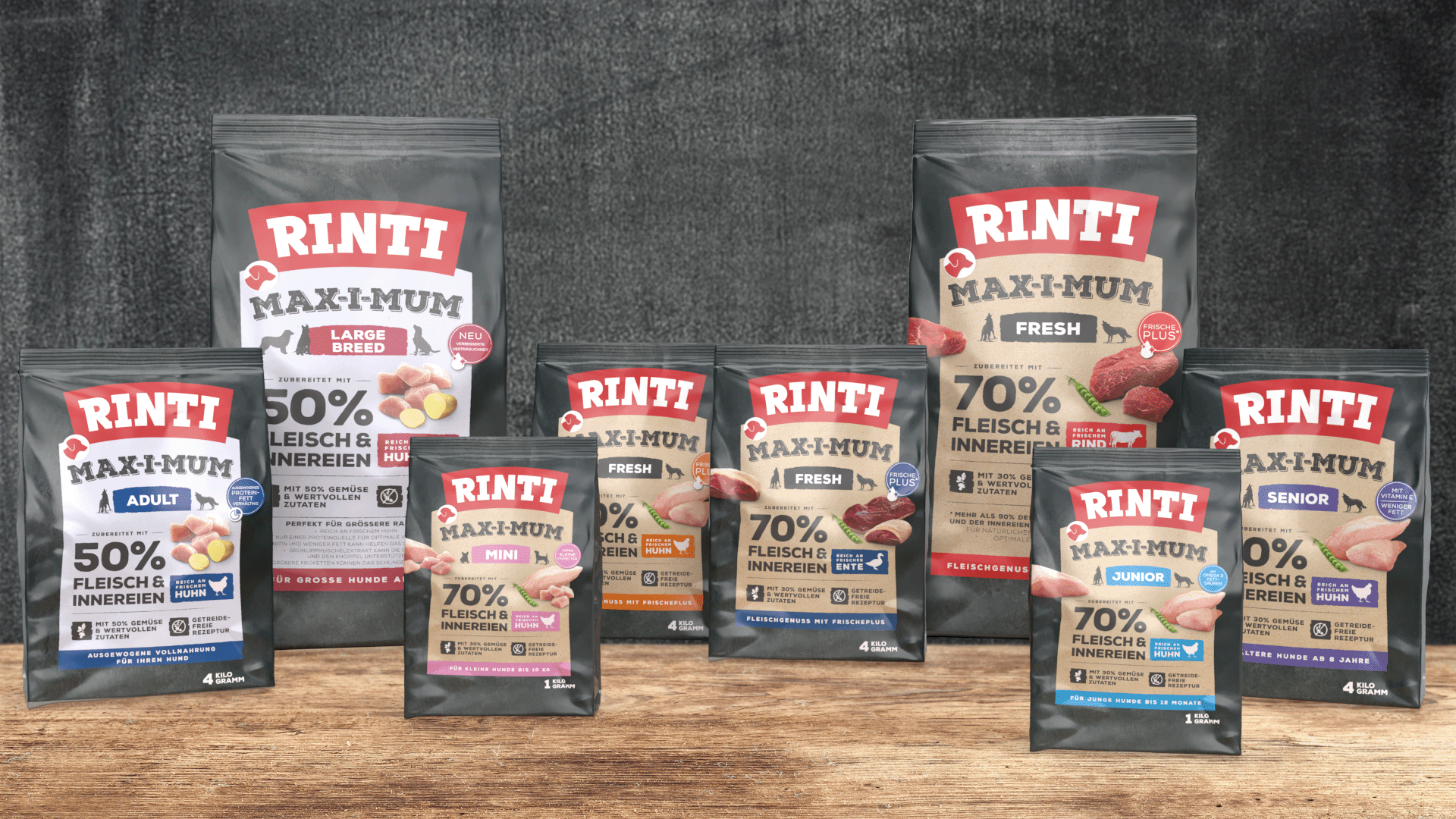 Rinti Max-i-Mum Trockenfutter Ente 4kg  Hoher Frischfleischanteil Fr Hunde
