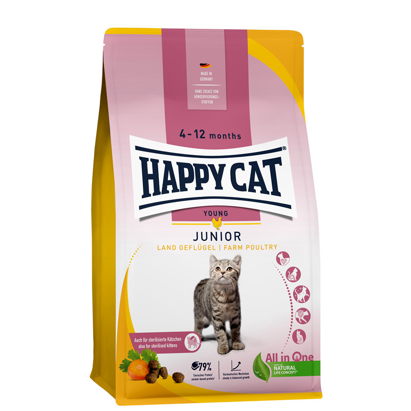 Happy Cat Young Trockenfutter Junior Land Geflgel - optimal auf Kitten  abgestimmt | zookauf Online Shop